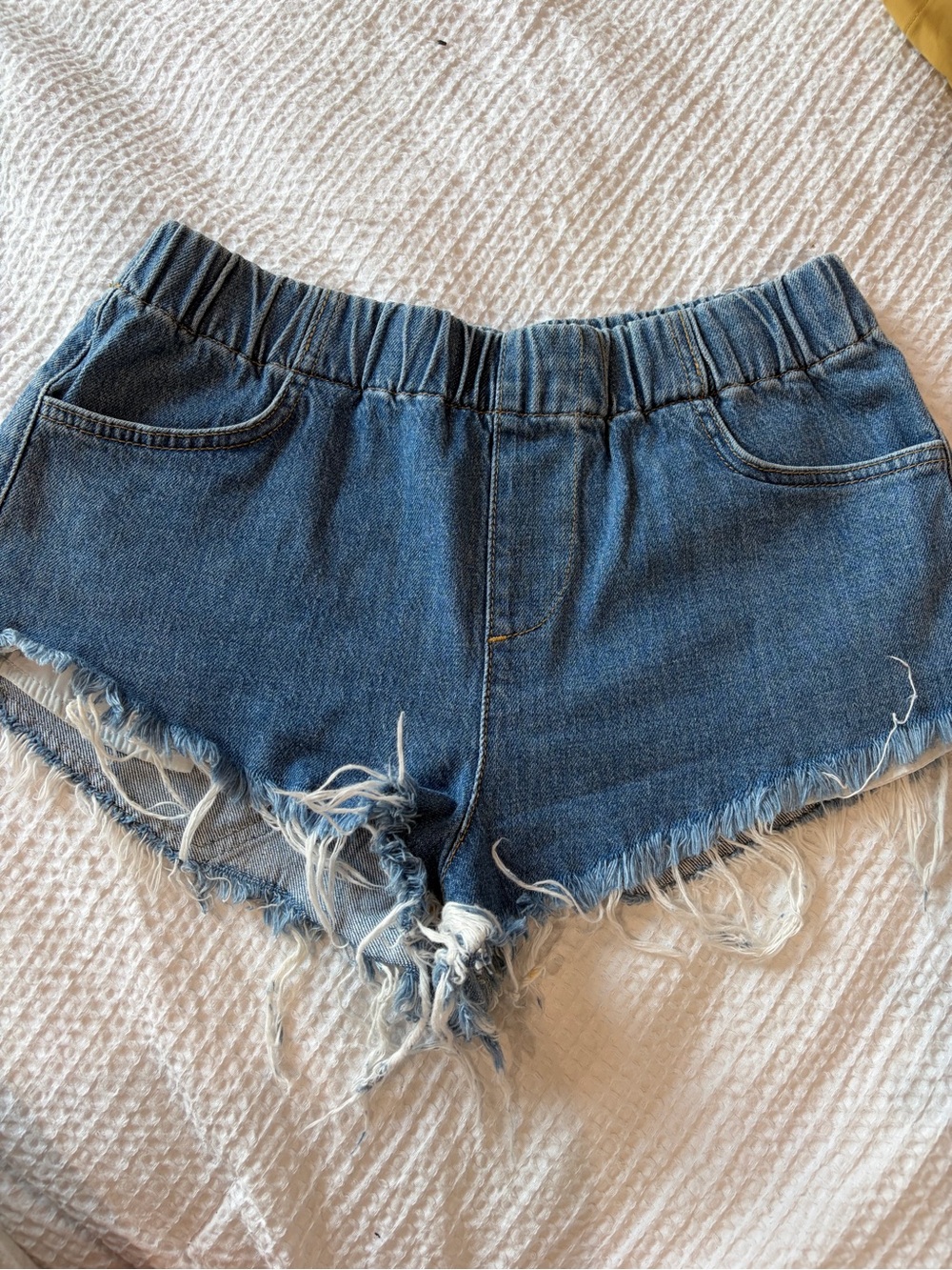 Forever 21 Distressed Denim Short Shorts - Blue